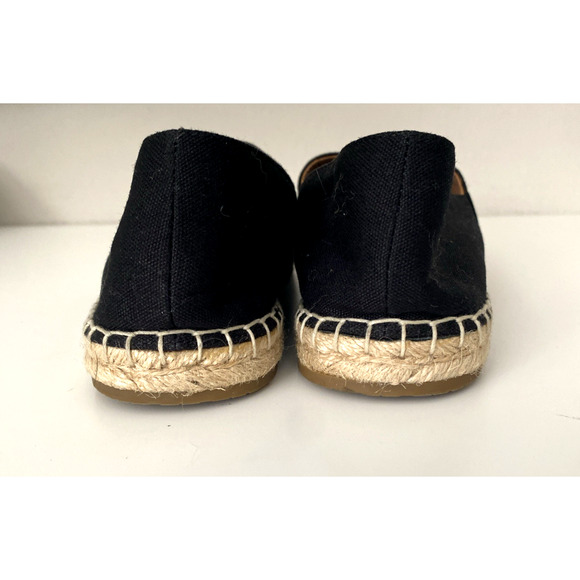 Kate Spade Doubles Tennis Racket Embroidered Canvas Espadrille Flat Black Gold 9 - Picture 5 of 8